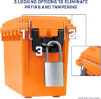Sheffield 12630 Ammo Storage Box, Stackable .30 Cal Field Boxes, Water and Dust Resistant, Lockable Storage Box with Handle, Secures Hunting Gear, Supplies, and Bullets, Made in USA, Orange, 1-Pack