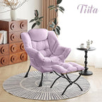 Tiita Lazy Chair with Ottoman, Purple Modern Large Accent Chair, Comfy Leisure Sofa Armchair with Ottoman, Reading Chair with Footrest for Bedroom, Living Room, Dorm Rooms, Purple