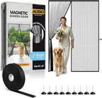 AUGO Magnetic Screen Door - Self Sealing, Heavy Duty, Hands Free Mesh Partition Keeps Bugs Out - Pet and Kid Friendly - Patent Pending Keep Open Feature - 74 Inch x 81 Inch