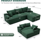Cloud Sectional Sofa, Boneless Couch for Living Room, Modular Sectional Sofa with Deep Seat, Fluffy L-Shaped Comfy Couch with Right-Facing Chaise, No Assembly Required, Green
