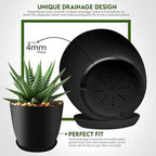 Utopia Home - Plant Pots Indoor with Drainage - 7/6.6/6/5.3/4.8 Inches Flower Pots for Indoor Planter - 5 Pack Plastic Planters - Ideal for Stocking Stuffers or Home Christmas Decorations - Black