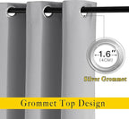 NICETOWN Blackout 102 inch Curtains for Living Room, Grommet Thermal Curtains Room Darkening Window Treatments Sound Reducing for Bedroom, Silver Grey, 2 Panels, W52 x L102