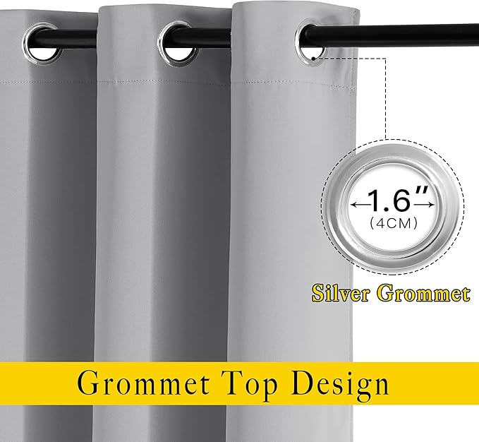 NICETOWN Room Darkening Curtains for Living Room - Easy Care Solid Thermal Insulated Grommet Light Blocking Vertical Drapes for Bedroom (Silver Grey, W37 x L84, 2 Panels)