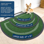 OLANLY Half Circle Door Mat Indoor Outdoor Entrance Welcome, Waterproof All-Season, All-Weather Doormat, Sturdy Natural Rubber, Low Profile, Easy Clean Patio Porch Entryway Mat, 35x23, Green