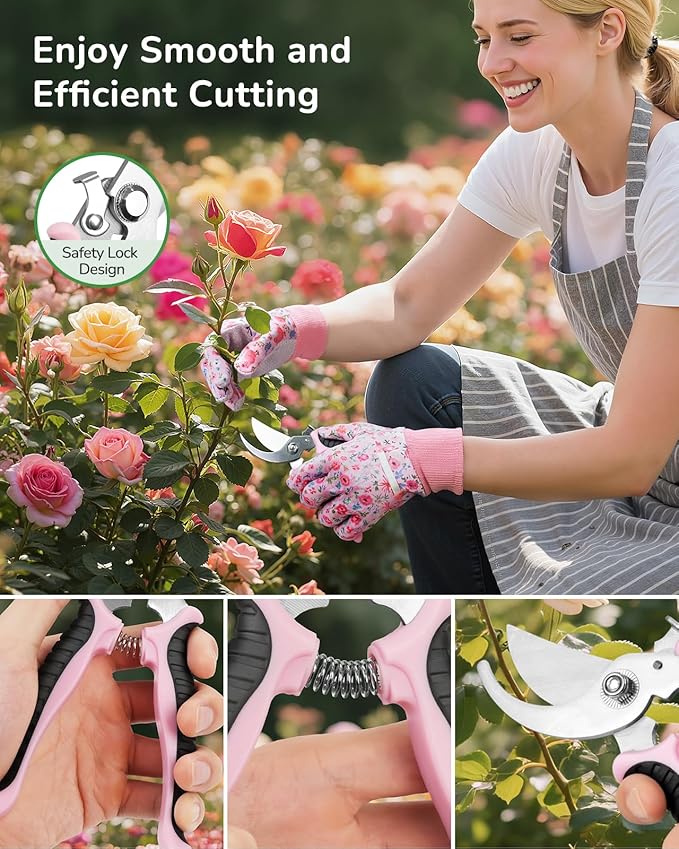12-Piece Womens Gardening Tools Gift Set, Rust-Proof & Heavy-Duty Garden Tools with Durable Carrying Case, Fashionable & Thoughtful Gardening Gifts for Women&Men (Purple)