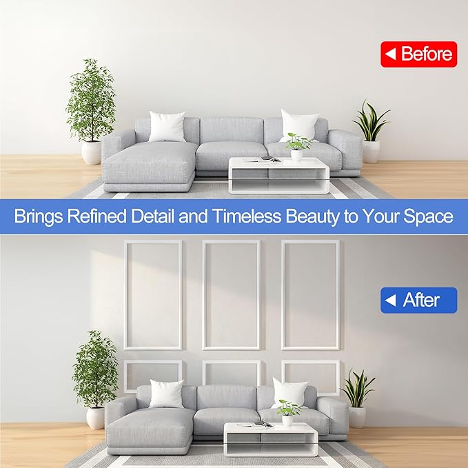 RELIANCER Peel and Stick Wall Molding Kit,30PCS Pre-Cut Door Molding Panels,3D Moulding Wainscoting Panel,Self Adhesive Walls Moulding Trim,Wall Modular Frames for Interior Walls Decor Home Bedroom