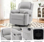 Recliner Chair, 360 Swivel Rocker Chair for Adults, Small Rocking Recliner for Small Spaces, Upholstered Fabric Glider Recliner Nursery