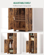 Bathroom Storage Cabinet, Small Corner Floor Cabinet with 2 Doors and Adjustable Shelf, Narrow Toilet Paper Cabinets, Bathroom Organizer for Small Spaces, 7.9"D x 9.8"W x 29.5"H Rustic Brown
