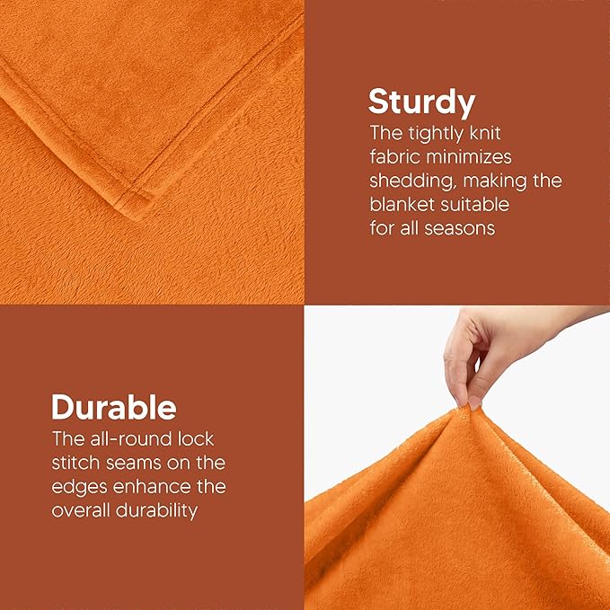 Utopia Bedding Fleece Blanket Throw Size Burnt Orange 300GSM Luxury Anti-Static Fuzzy Soft Microfiber Blanket for Couch, Sofa and Bed (50x60 Inch)