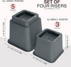 Utopia Bedding Bed Riser, 3 & 5 Inches Adjustable Furniture Risers for 8 Inch Combined Furniture Lift, Under Bed Storage & Dorm Room Essential, Supports Up to 1,300 lbs (4 Set, Grey)