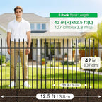 Metal Decorative Garden Fence 42" H x 30" W (5 Panels, Total Length 12.5 feet), Metal Border Folding Fence, Landscape Fencing Dog Fence Pet Fence for Flower Bed, Yard, Animal Barrier