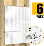 Peg Board, 6 Pack Metal Pegboard Panels White Pegboards Wall Organizer with 50 Hooks, Heavy Duty Peg Board for Walls Home, Garage Tool Storage, Office Organization, Craft Room, Kitchen