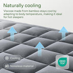 Ultra Soft Queen RV Size Mattress Topper - Viscose Made from Bamboo Pillow Top Mattress Pad for Back Pain Relief - Naturally Cooling for Hot Sleepers, Gray
