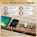 Huuger 133.9 Inch Sofa Table with Power Outlets and USB-C Ports, 5.9 Inch Narrow Entryway Table, Behind Couch Table with Storage, Extra-Long Console Table, Living Room, Rusitc Brown