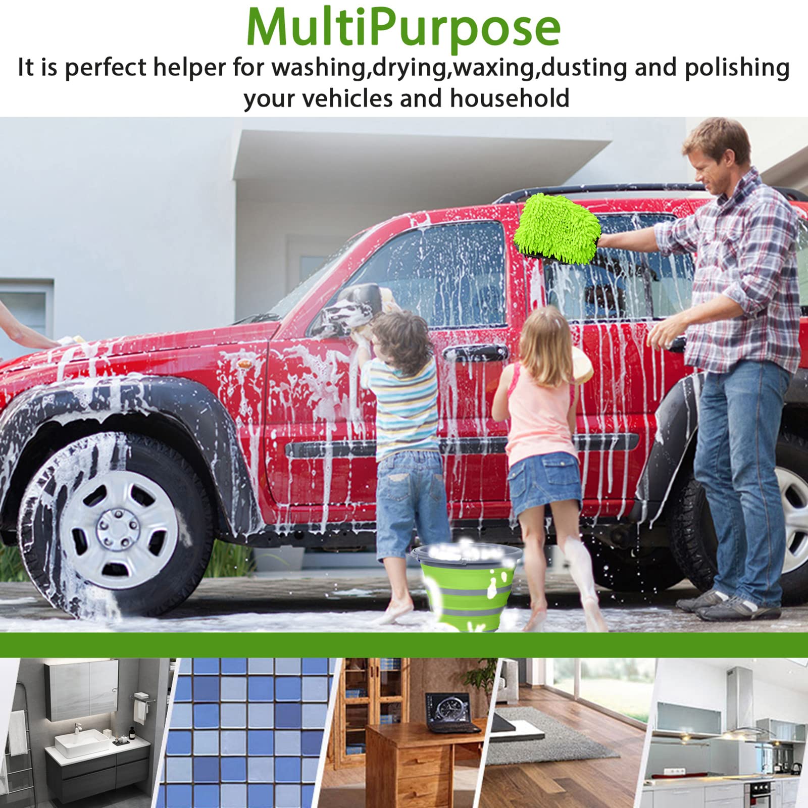 GreatCool Car Wash Collapsible Bucket with 3-in-1 Car Wash Mitt