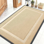 OLANLY Front Door Mat Indoor Outdoor Entrance, Waterproof All-Season, All-Weather Doormat, Sturdy Natural Rubber, Fade Resistant, Low Profile, Easy Clean Patio Porch Entryway Mat, 59x40, Beige