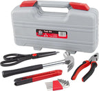 CARTMAN 39-Piece Home Tool Set Kit, Essential Household Hand Tools with Plastic Storage Case Red