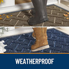 OLANLY Front Door Mat Indoor Outdoor Entrance, Waterproof All-Season, All-Weather Doormat, Sturdy Natural Rubber, Low Profile, Easy Clean Patio Porch Entryway Mat, Herringbone Brick (Black, 71x23)