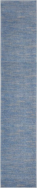 Nourison Home Nourison Essentials Blue Grey 2'2" x 14' Area Rug - Easy Clean, Non Shedding, Bed Room, Living Room, Dining Room, Kitchen (14' Runner)
