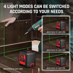Self-Leveling Laser Level, 100Ft Green Cross Line Rotary Laser Tool - 4 Brightness Modes, Manual & Pulse Mode for Indoor/Outdoor Use, IP54 Waterproof with Carrying Bag