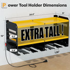 Large Power Tool Organizer Wall Mount with Charging Station, 3 Layer Heavy Duty Metal Tool Storage Rack Loads 420lbs with 6 Cordless Drill Holder, Utility Rack Loads with 4 Power Strip