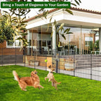 No Dig Decorative Garden Fence 6 Panel with Gate - 36in H x 12ft L, Tall Animal Barrier for Dogs Rabbits, Rustproof Metal Wire Panels for Yard, Patio, and Outdoor Border Use
