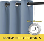 NICETOWN Extra Long Room Darkening Drape - (W52 x L108, Stone Blue, Sold as 1 Panel) Window Treatment Light Blocking Privacy Curtain Panel for Living Room