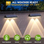 Solar Fence Lights Outdoor Waterproof LED - 3000/4000/6000K 3 Mode, IP65 Waterproof Fence Lights Solar Powered, Solar Wall Lights for Outside, Backyard/Step/Patio/Deck Fence/Stair Railings (12 Pack)