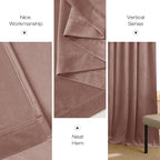 NICETOWN Dusty Pink Velvet Curtains for Backdrops, 120" Long Thermal Insulated Room Darkening Drapes for Film, Extra Long Window Treatments for Large Sliding Door(2 Panels, 52 x 120)