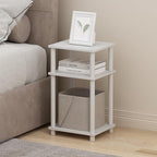 Furinno Just Turn-N-Tube Open Storage Nightstand, 1 Pack, 3-Tier, White/White