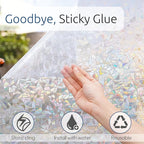 rabbitgoo Window Privacy Film Rainbow Film Decorative Window Sticker, 3D Static Stained Glass Cling Tint for Home Heat Control Non-Adhesive, 29.5 x 157.4 inches