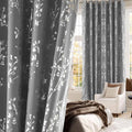NICETOWN 100% Blackout Curtains 84 inches Long, Grommet Floral Branch Curtains Foil Printed Window Treatments Thermal Curtains for Bedroom/Living Room, Grey, W52 x L84, 2 Panels