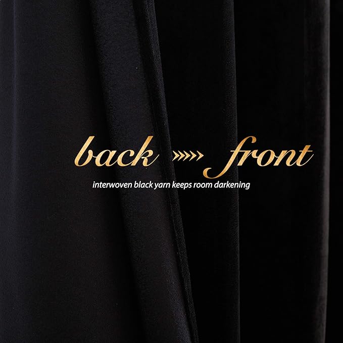 NICETOWN Insulated Black Out Velvet Curtains for Patio, Solid Heavy-Duty Large Window Treatments Drapes for Sliding Glass Door (2 Panels, 72 inches Long)