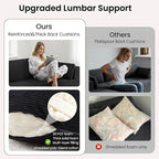 106" Cloud Sectional Boneless Couches for Living Room, Modular L Shaped Couch with Deep Seat Oversized Left Facing Chaise, Memory Foam Compressed Spineless 3 Seater Sofa for Bedroom Apartment, Black