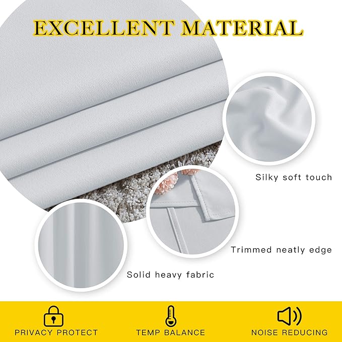 NICETOWN Greyish White Room Darkening Curtains - Window Treatment Thermal Insulated Grommet Room Darkening Curtains/Drapes for Bedroom (2 Panels, 66 by 54, Greyish White)