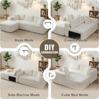 Shintenchi Boneless Couches for Living Room,Modular Sectional Sofa with 2 Cup Holders,Memory Foam Cloud Couch with L Shaped Oversized Chaise,No Assembly Needed Plush Corduroy Sofa