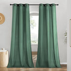 NICETOWN Linen Curtains for Windows 90 inch Long, Grommet Semi Sheer Vertical Drapes Privacy Added with Light Filtering for Doorway/Living Room, Olive Green, W42 x L90, 2 Pieces