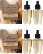 Bath & Body Works Wallflowers Refills, Mahogany Teakwood Scent, Plug-in Air Freshener Refills for Bedrooms, Bathrooms & Living Spaces, 4 Pack