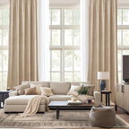 NICETOWN Beige Velvet Curtains 84 inches 2 Panels Set, Thermal Insulated Heavy Matt Rod Pocket Room Darkening Drapes, Privacy Protect Panels for Living Room