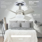Bell+Howell Socket Breeze Cool Light Deluxe Silver – Ceiling Fans with LED Lights and Remote Control, Replacement for Lightbulb - Bedroom, Kitchen, Living Room,1000 Lumens / 5000 Kelvins