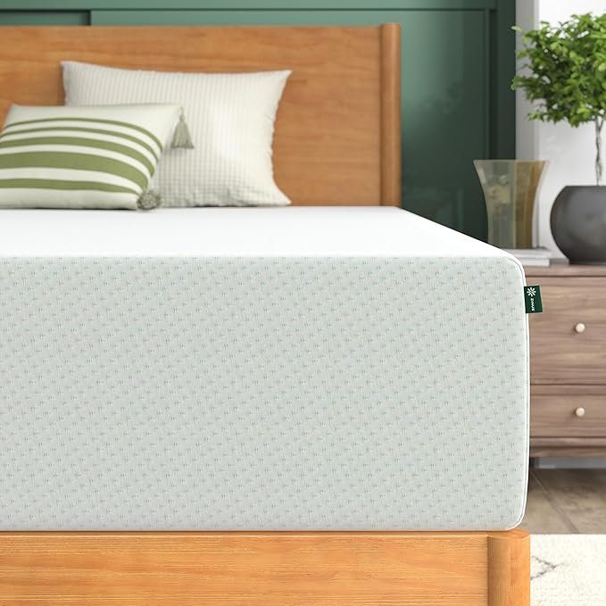 Zinus 12 Inch Green Tea Memory Foam Mattress, Queen, Fiberglass Free, Patented Custom Contour Support, Sturdy Base Foam, CertiPUR-US Certified, Mattress in A Box, White