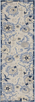 Nourison Home Aloha Blue Grey 2' x 6' Area Rug - Easy Clean, Non Shedding, Bed Room, Living Room, Dining Room, Kitchen (6' Runner)