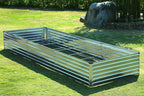 2 Pack 12x4x1FT Galvanized Raised Garden Beds Kit Outdoor Metal Gardening Planter Box for Vegetable Elevated Flower Herbs,Silver