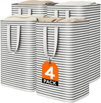 Lifewit 4 Pack Laundry Basket 80L Each, Collapsible Clothes Hamper with Reinforced Handles, Freestanding Waterproof Design for Bedroom and Laundry Room, Black 320L Total