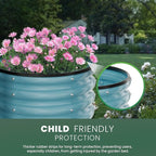 Round Galvanized Raised Garden Bed Kit, 3 Pcs 2 x 2 x 1ft Teal Blue Galvanized Garden Boxes, Outdoor for Vegetables