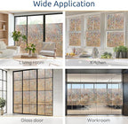 rabbitgoo Window Privacy Film Rainbow Film Decorative Window Sticker, 3D Static Stained Glass Cling Tint for Home Heat Control Non-Adhesive, Brown, 35.4 x 157.4 inches