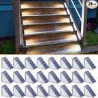 NIORSUN Solar Step Lights,24 Pack Cool White Solar Stair Lights Outdoor Waterproof IP67 Auto On Off,Solar Lights for Steps,Stair,Patio,Yard,Porch,Front Door,Sidewalk,Deck Decor
