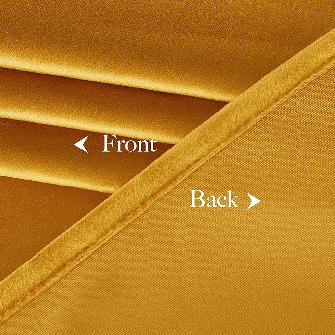 NICETOWN Yellowish Gold Velvet Curtains 108 inches Long, Bedroom Velvet Window Drapes, Luxury Curtains Home Decoration Thick Drapes for Dining Room (1 Pair, 52 Wide)