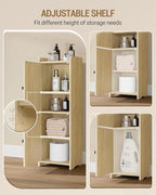 Bathroom Storage Cabinet, Small Corner Floor Cabinet with 2 Doors and Adjustable Shelf, Narrow Toilet Paper Cabinets, Bathroom Organizer for Small Spaces, 7.9" D x 9.8" W x 29.5"Rattan Yellow