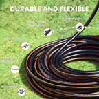Giraffe Tools 100FT Garden Hose 5/8'' Set with 10-Pattern Spray Nozzle, Quick Connects & Ground Spinkler, for Garden Greenhouse Flower Bed Garden Water Hose
